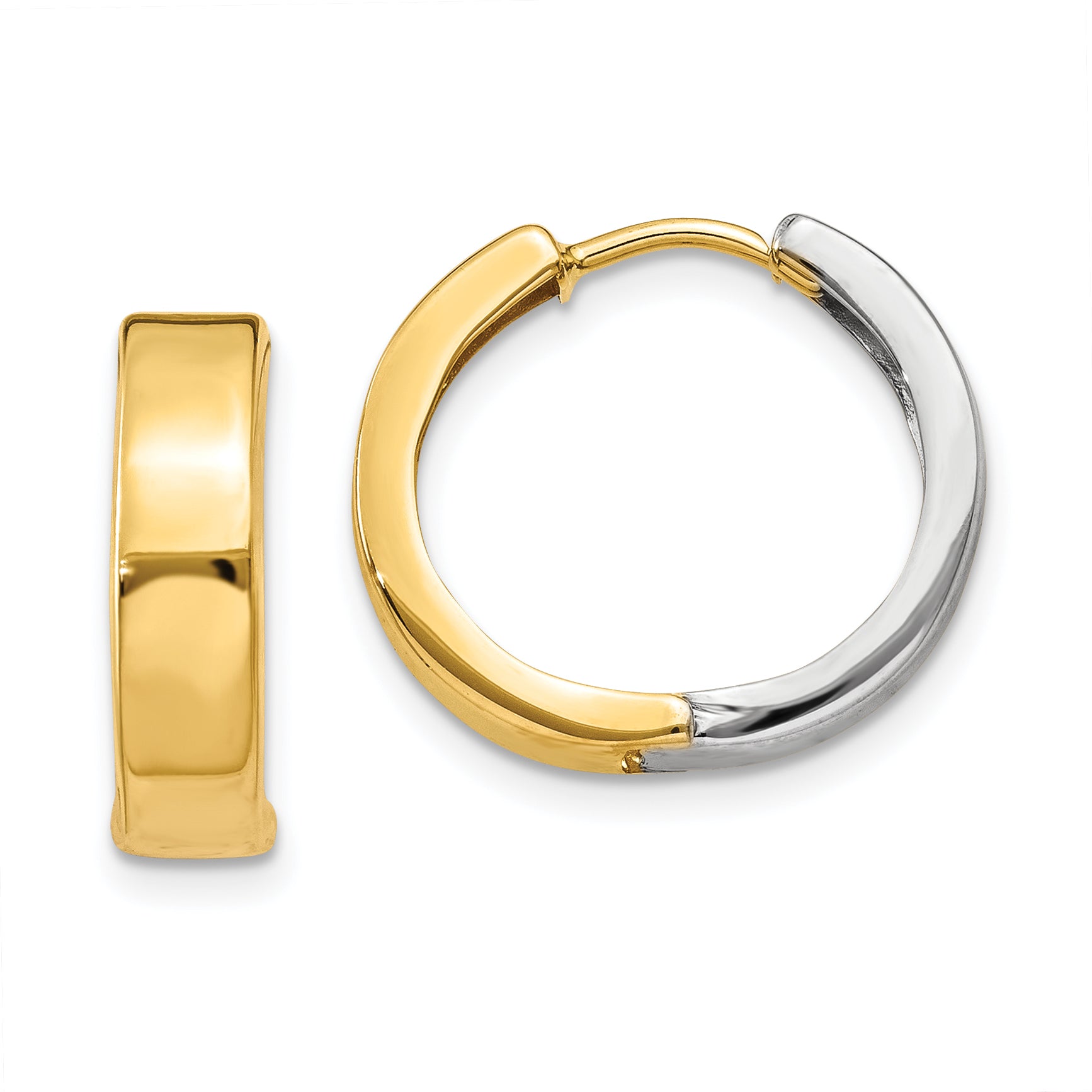 14k Two-tone Hinged Hoop Earrings