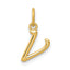 14k Yellow Gold Letter V Initial Charm