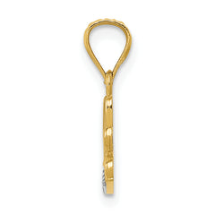 14K With Rhodium Diamond-cut LOVE Pendant