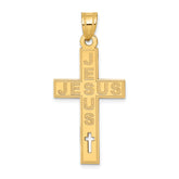 14K Laser Cut JESUS Cross Charm