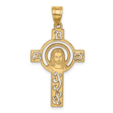 14kw Laser Cut Jesus Face Cross Charm