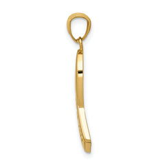14K Gold Polished Survivor Ribbon Pendant