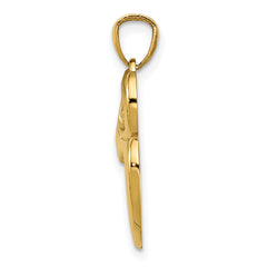 14K Gold Polished Cut-out Owl Pendant