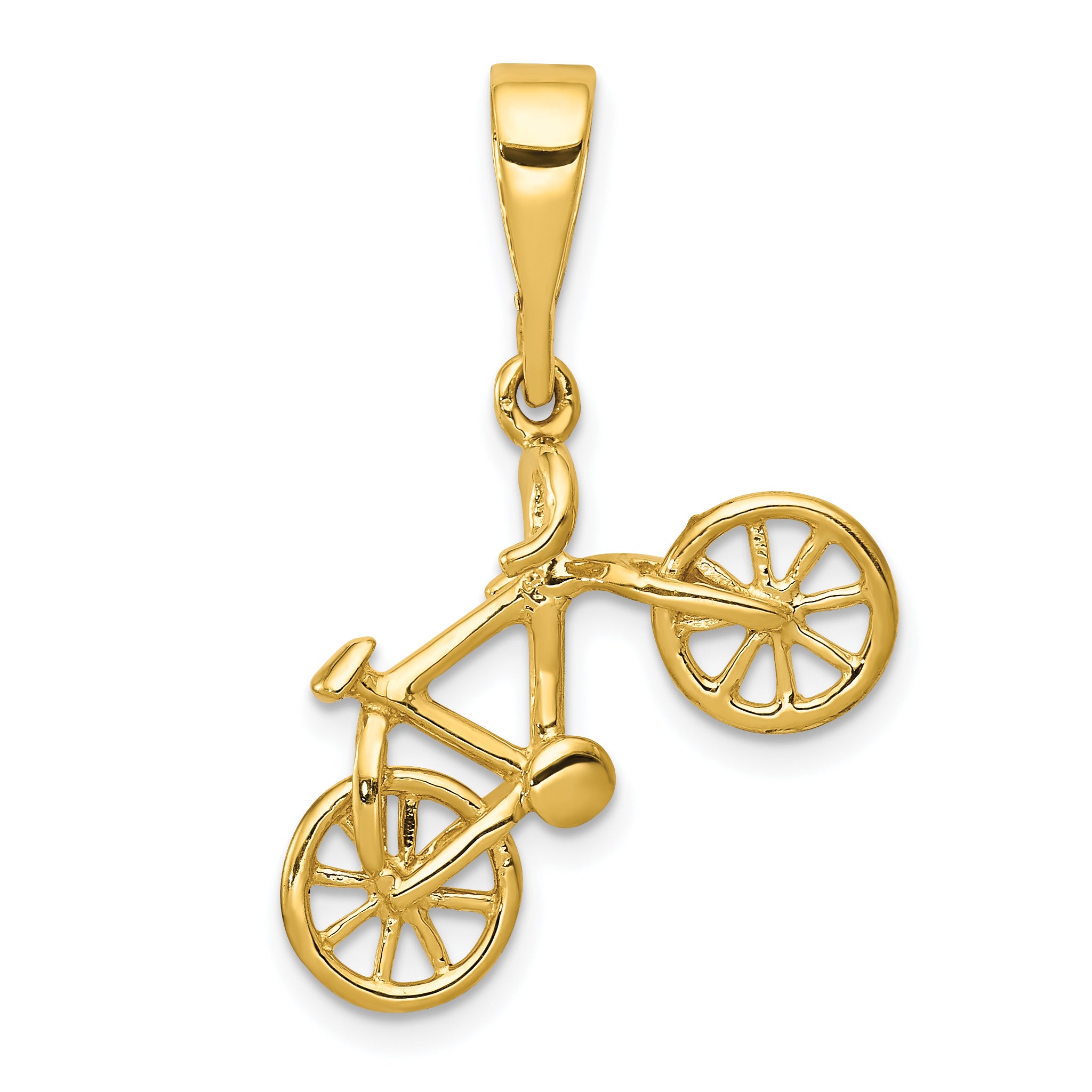 14kt Yellow Gold Polished 3D Bicycle Pendant
