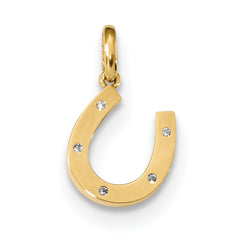 14k Childrens CZ Horseshoe Pendant