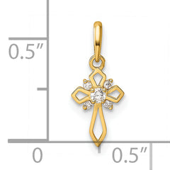 14K Childrens Fancy CZ Cross Pendant