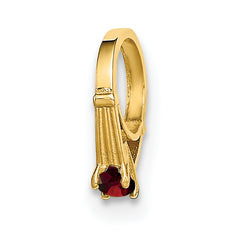 14K 3D Ring with Red CZ Charm