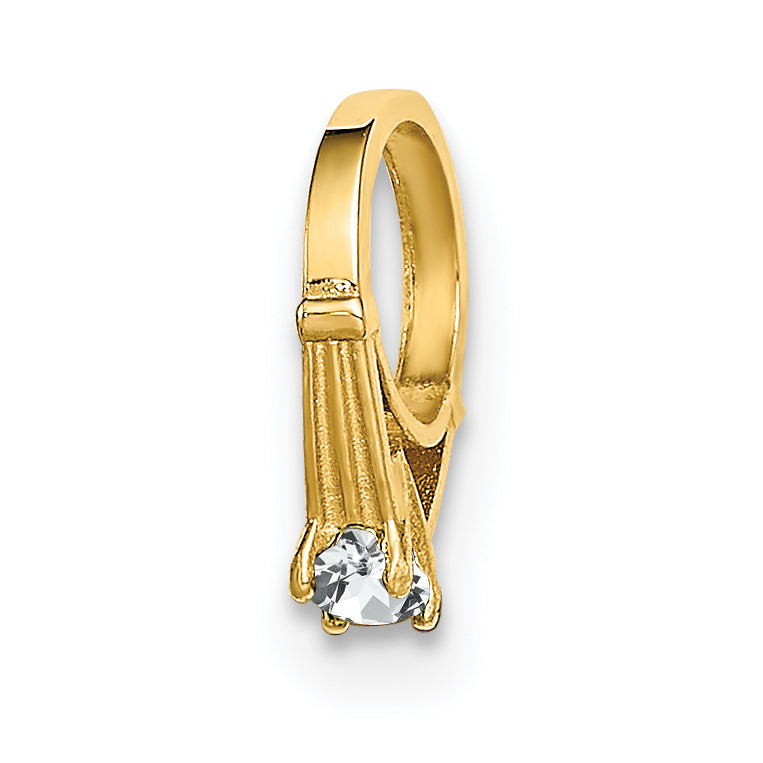 14K 3D Ring with White CZ Charm