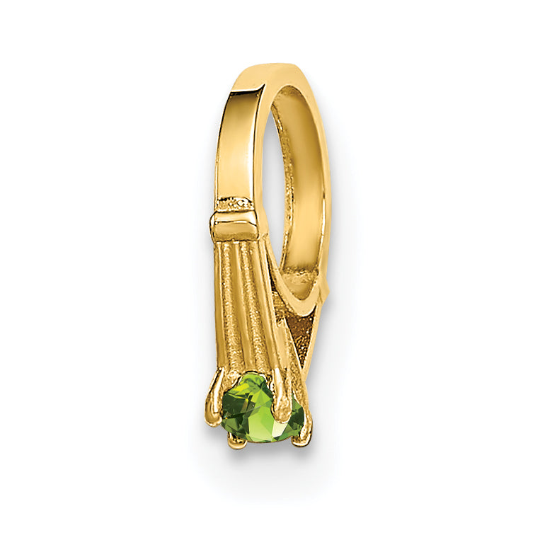 14K 3D Ring with Light Green Glass Stone Charm