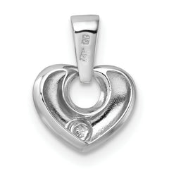 14k White Gold 3D CZ Heart Pendant