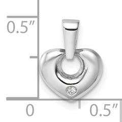 14k White Gold 3D CZ Heart Pendant
