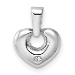 14k White Gold 3D CZ Heart Pendant
