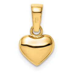 14k Satin and Polished 3D Puffed Heart Pendant