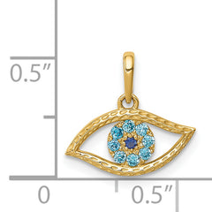 14K Blue CZ Eye Pendant