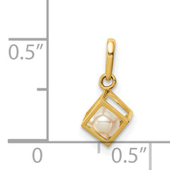 14K 3D Square w/FW Cultured Pearl Pendant