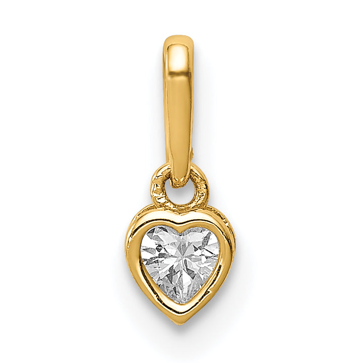 14K CZ Heart Dangle Pendant