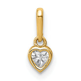14K CZ Heart Dangle Pendant