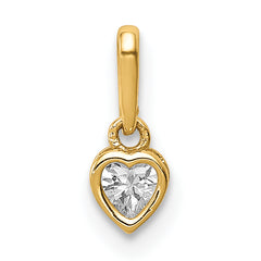 14K CZ Heart Dangle Pendant