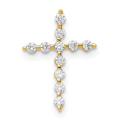 14K CZ Cross Pendant Chain Slide