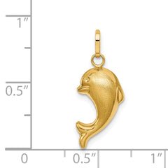 14k Hollow Satin & Polished Fish Charm