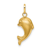 14k Hollow Satin & Polished Fish Charm