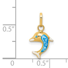 14k Enameled Dophin Charm