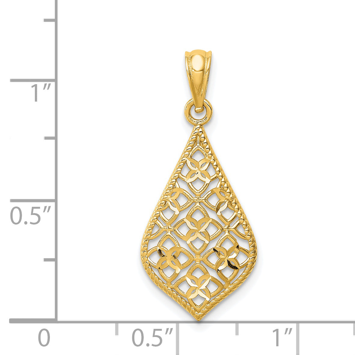 14K Diamond-cut Dangle Pendant
