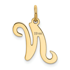 14K Yellow Gold Initial N Charm