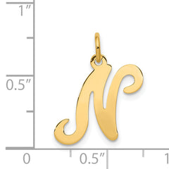 14K Yellow Gold Initial N Charm