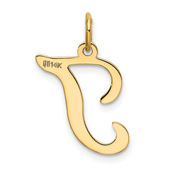 14K Yellow Gold Initial T Charm