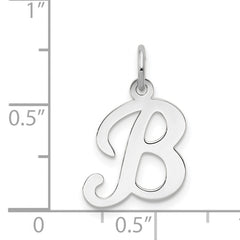 14KW White Gold Script Letter B Initial Charm