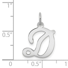 14KW White Gold Script Letter D Initial Charm