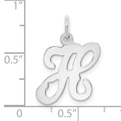 14K White Gold Initial H Charm