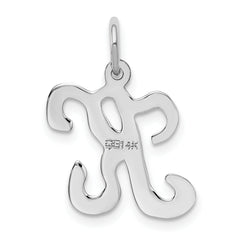 14K White Gold Initial K Charm