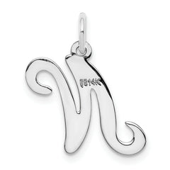 14K White Gold Initial N Charm
