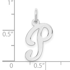 14K White Gold Initial P Charm