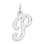 14KW White Gold Script Letter P Initial Charm