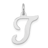 14KW White Gold Script Letter T Initial Charm
