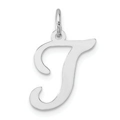14KW White Gold Script Letter T Initial Charm