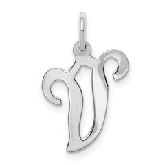 14K White Gold Initial V Charm