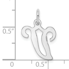 14K White Gold Initial V Charm