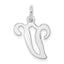 14KW White Gold Script Letter V Initial Charm