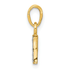 14K & Rhodium Polished .01ct Diamond Initial I Charm