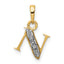 14KY with Rhodium Diamond Letter N Initial Pendant