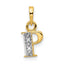 14KY with Rhodium Diamond Letter P Initial Pendant