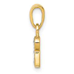 14K & Rhodium Polished .01ct Diamond Initial R Charm