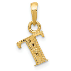 14K & Rhodium Polished .01ct Diamond Initial T Charm