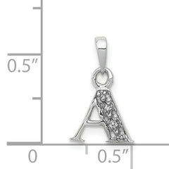 14KW with Rhodium Diamond Letter A Initial Pendant