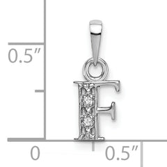 14K White Gold Polished .01ct Diamond Initial F Charm