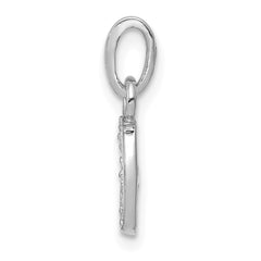 14K White Gold Polished .01ct Diamond Initial J Charm